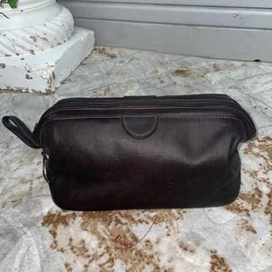 Boulder ridge full grain cowhide leather mens toiletry bag